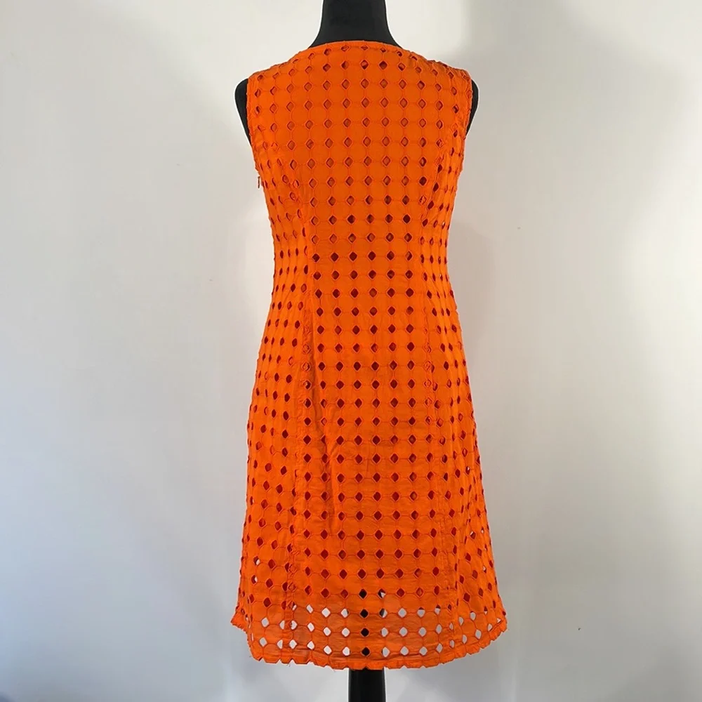Nine West Orange Eyelet Dress, Sleeveless, Size 4 - Picture 5 of 14